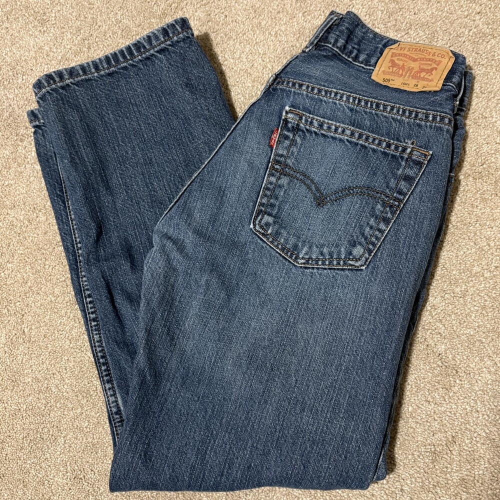 Levis Kids Boys 502 Regular Fit Straight Leg Jeans Medium Wash Blue Sz 16, 28x28